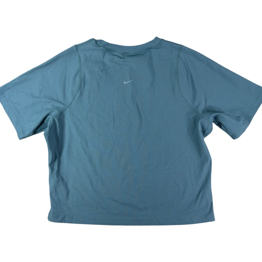 Nike Dri Fit Zenvy Top Womens Extra Large Blue Swoosh Logo Ribbed Cropped Fitted - Picture 2 of 3